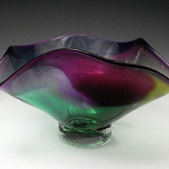 No 5043 Wavy Multicolored Bowl 3-26-2008 approx 5 in high X 8 in wide